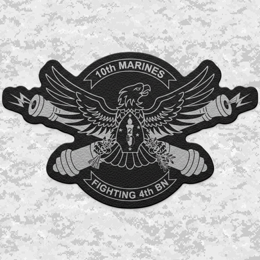 4th Battalion 10th Marines Unit "Fighting 4th" | Leather Patch | Velcro Backed