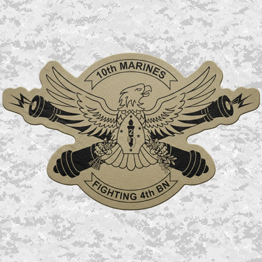 4th Battalion 10th Marines Unit "Fighting 4th" | Leather Patch | Velcro Backed