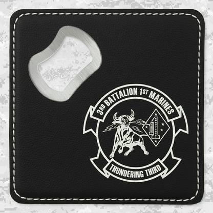 3rd Battalion 1st Marines "Thundering Third" | Leather Coaster & Opener