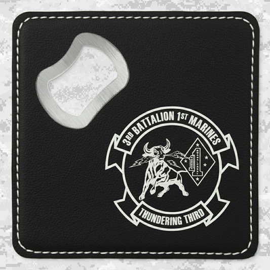3rd Battalion 1st Marines "Thundering Third" | Leather Coaster & Opener