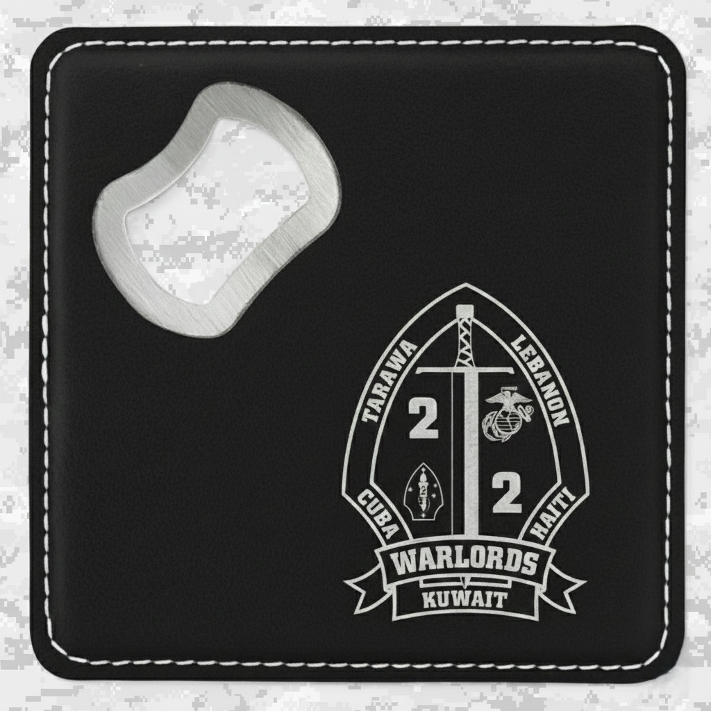 2nd Battalion 2nd Marines "Warlords" #3 | Leather Coaster & Opener