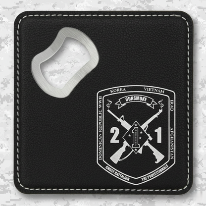 2nd Battalion 1st Marines Unit "Gunsmoke" | Leather Coaster & Opener