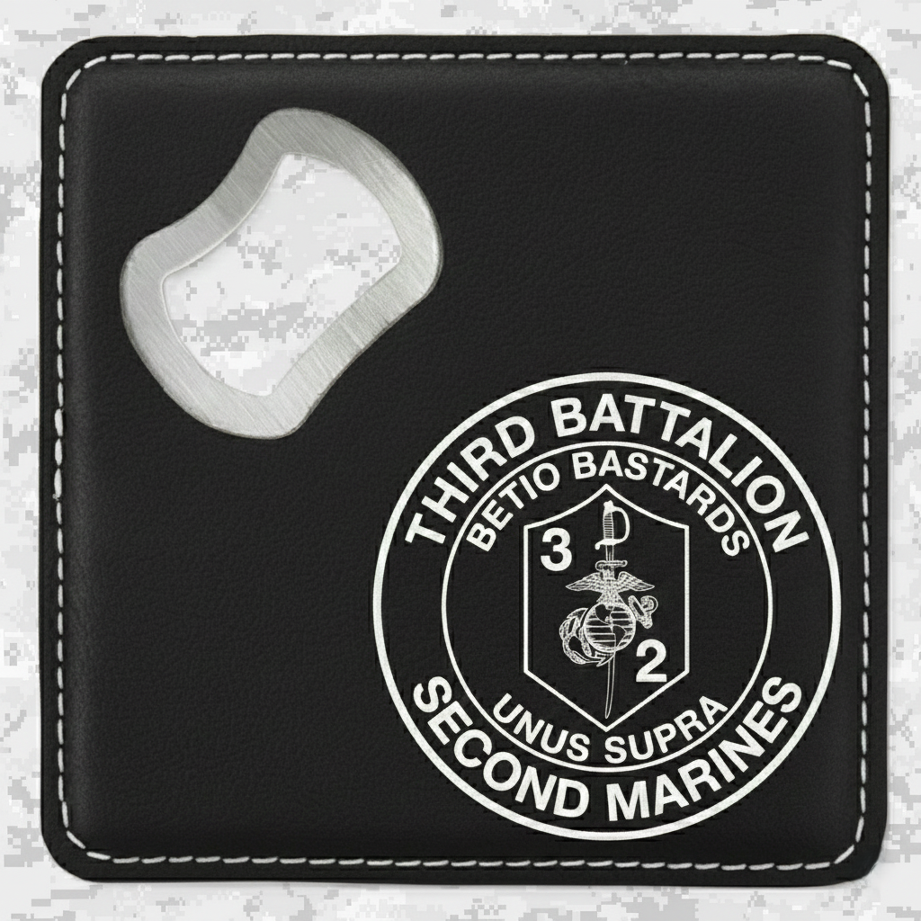 3rd Battalion 2nd Marines "Betio Bastards" | Leather Coaster & Opener