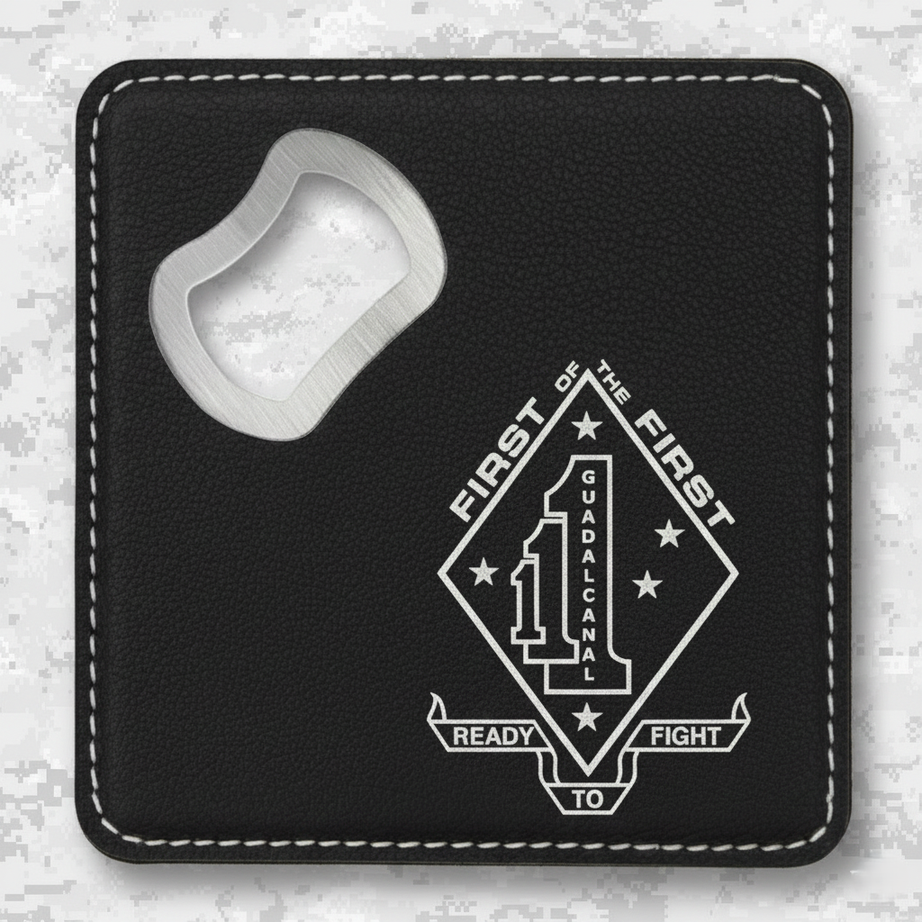 1st Battalion 1st Marines Unit "First of the First" | Leather Coaster & Opener