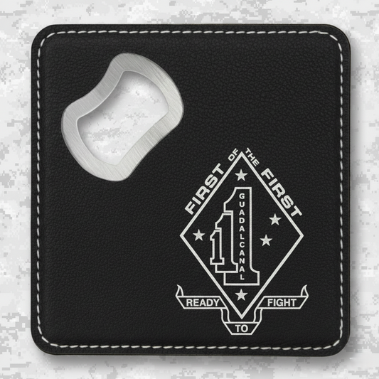 1st Battalion 1st Marines Unit "First of the First" | Leather Coaster & Opener