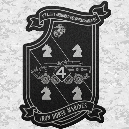 4th Light Armored Reconnaissance Battalion "Iron Horse Marines" | Leather Patch | Velcro Backed