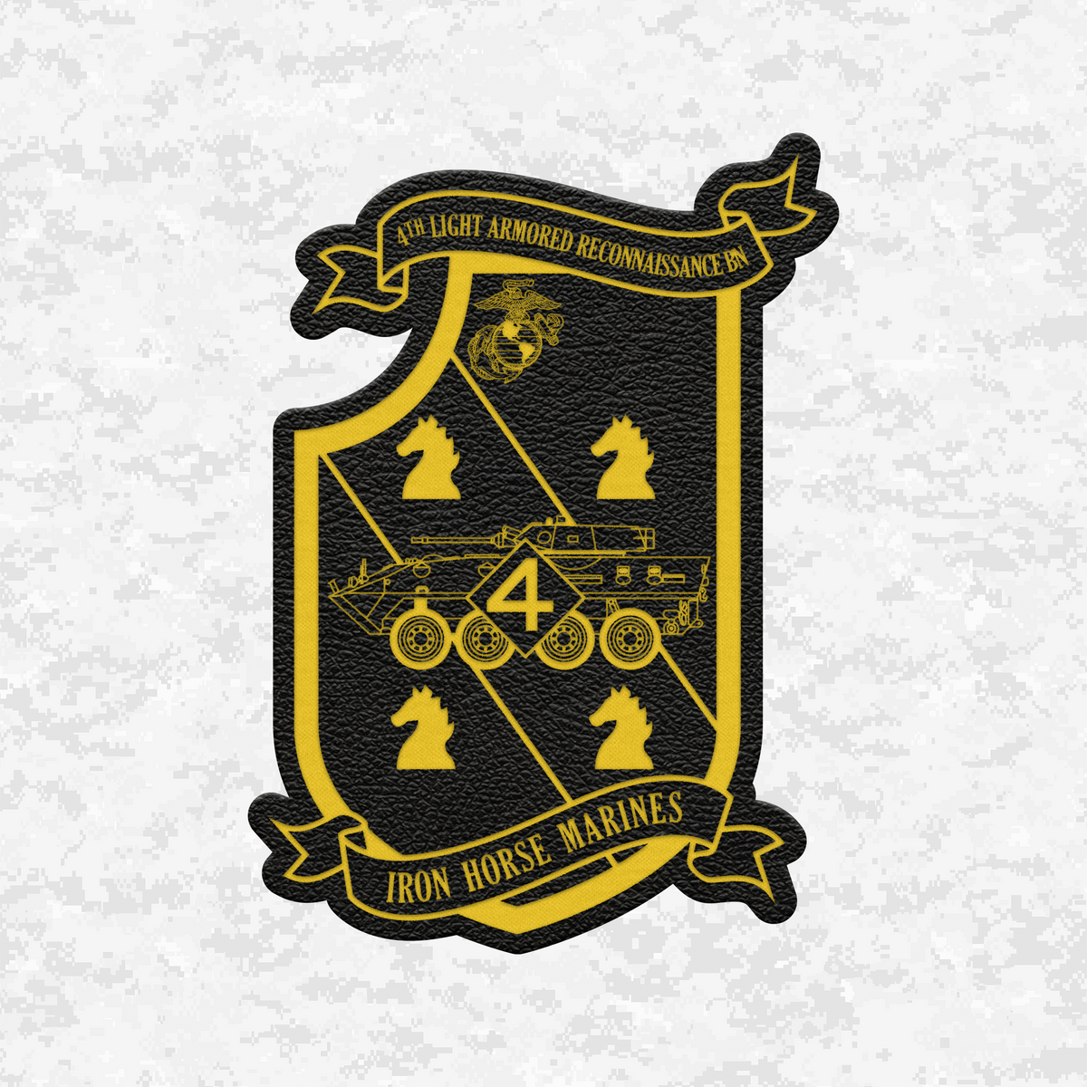 4th Light Armored Reconnaissance Battalion "Iron Horse Marines" | Leather Patch | Velcro Backed
