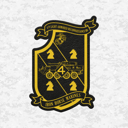 4th Light Armored Reconnaissance Battalion "Iron Horse Marines" | Leather Patch | Velcro Backed