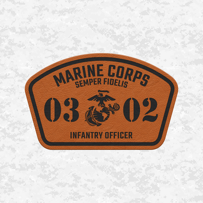 MOS 0302 Infantry Officer | Leather Patch | Velcro Backed