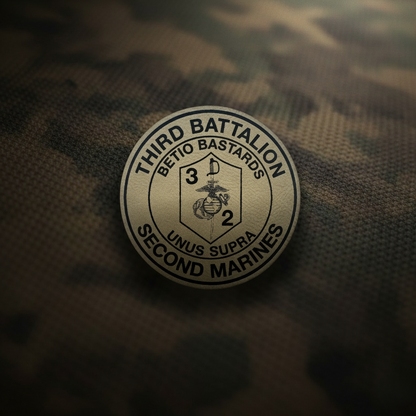 Leather Patch | 3rd Battalion 2nd Marines "Betio Bastards" | Velcro Backed | Brown / Black