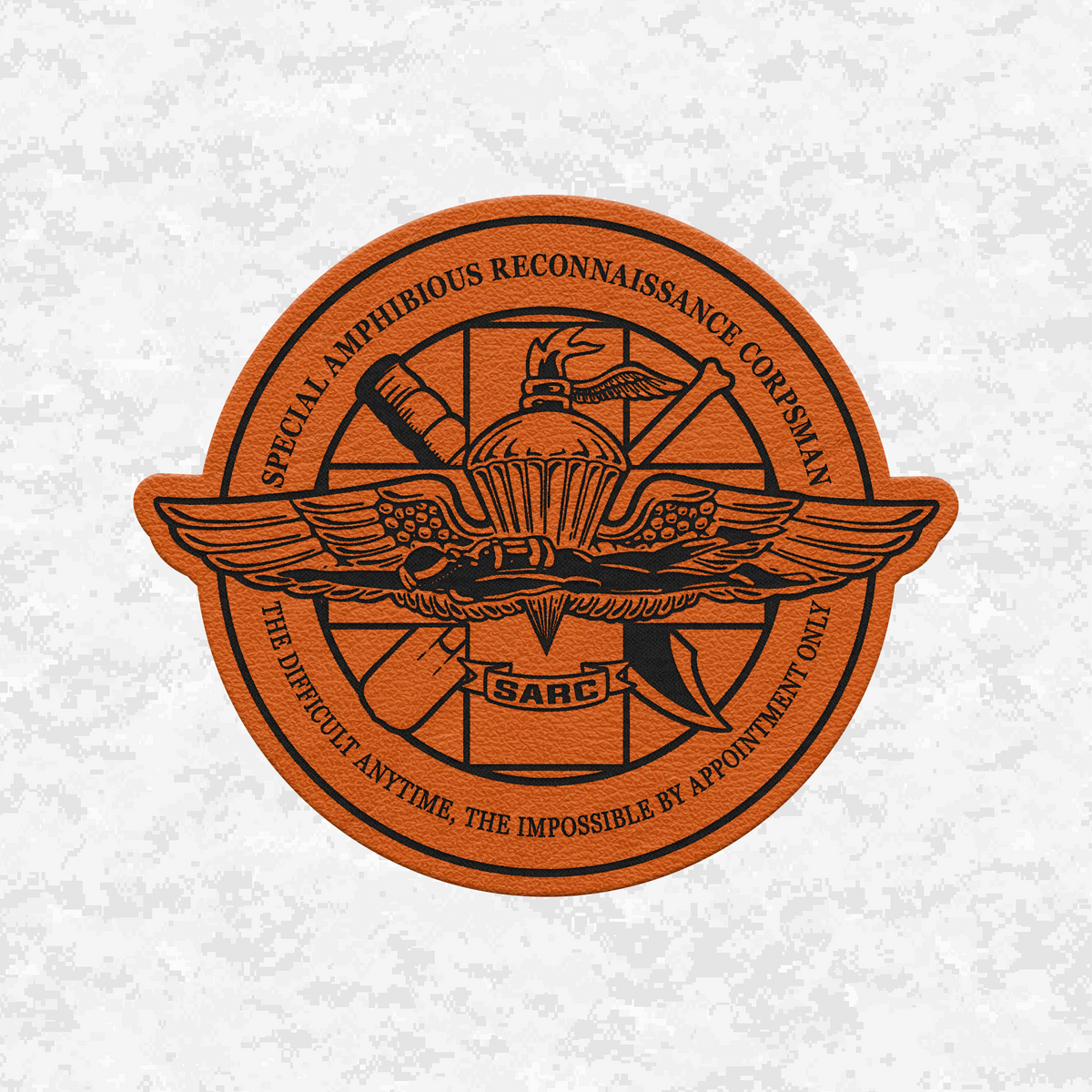 SARC Special Amphibious Reconnaissance Corpsman | The Difficult Anytime | Leather Patch | Velcro Backed
