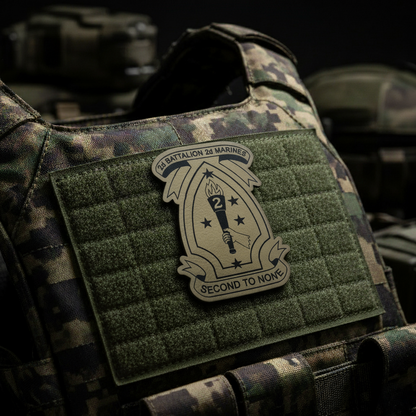 Leather Patch | 2nd Battalion 2nd Marines #2 | Velcro Backed | Brown / Black