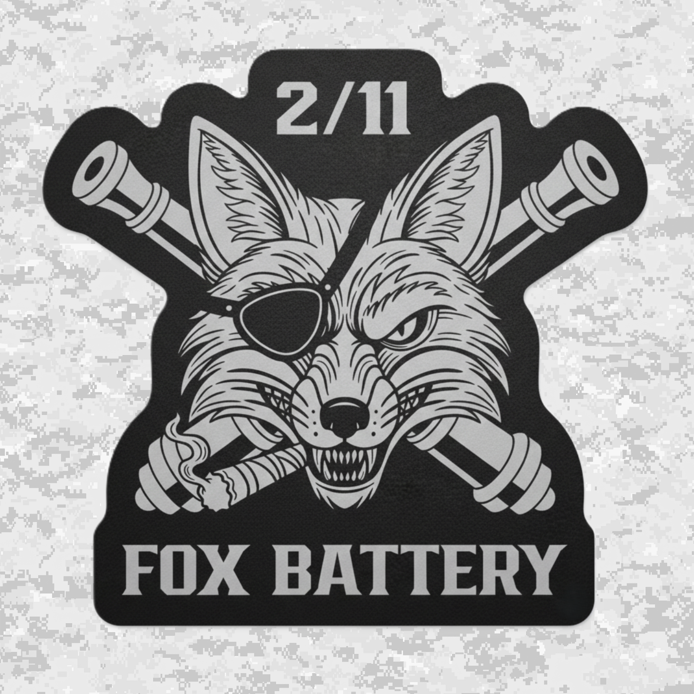 2/11 Fox Battery | Leather Patch | Velcro Backed | Brown / Black