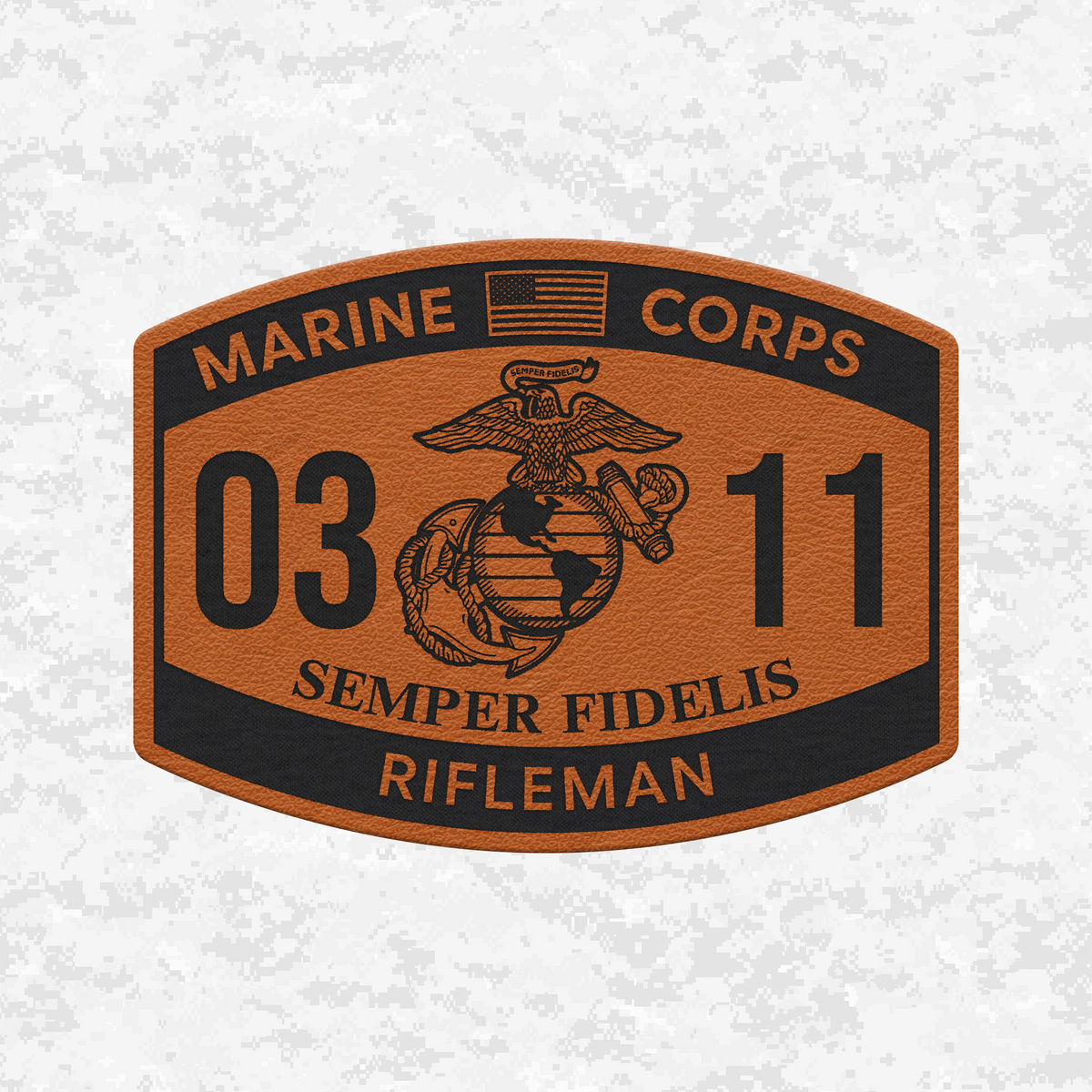 MOS 0311 Rifleman | US Flag | Leather Patch | Velcro Backed