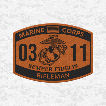 MOS 0311 Rifleman | US Flag | Leather Patch | Velcro Backed