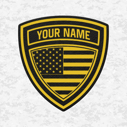 Custom US Flag Shield | Leather Patch | Velcro Backed
