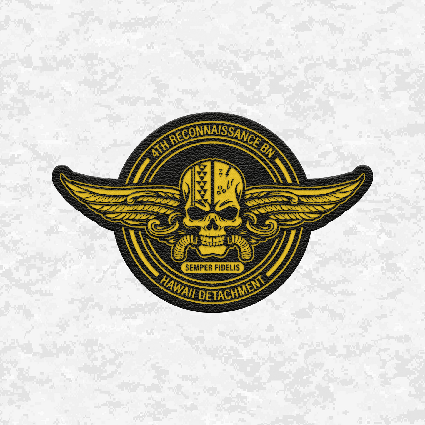 4th Reconnaissance Battalion | Hawaii Det. | Leather Patch | Velcro Backed