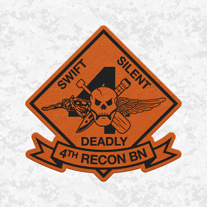 4th Reconnaissance Battalion Unit "Swift, Silent, Deadly" #2 | Leather Patch | Velcro Backed