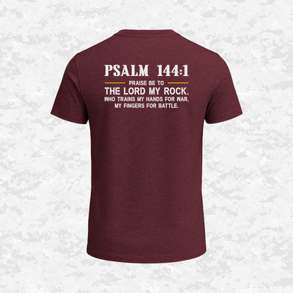 Psalm 144:1 | The Rock Who Trains the Warrior | T-shirt