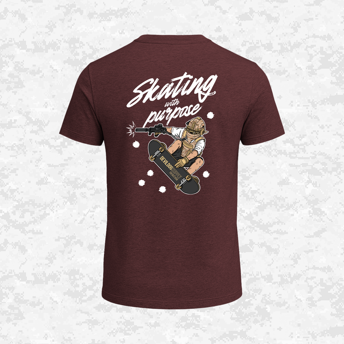 Skating With Purpose - Marine in Skate (marpat desert) | T-shirt