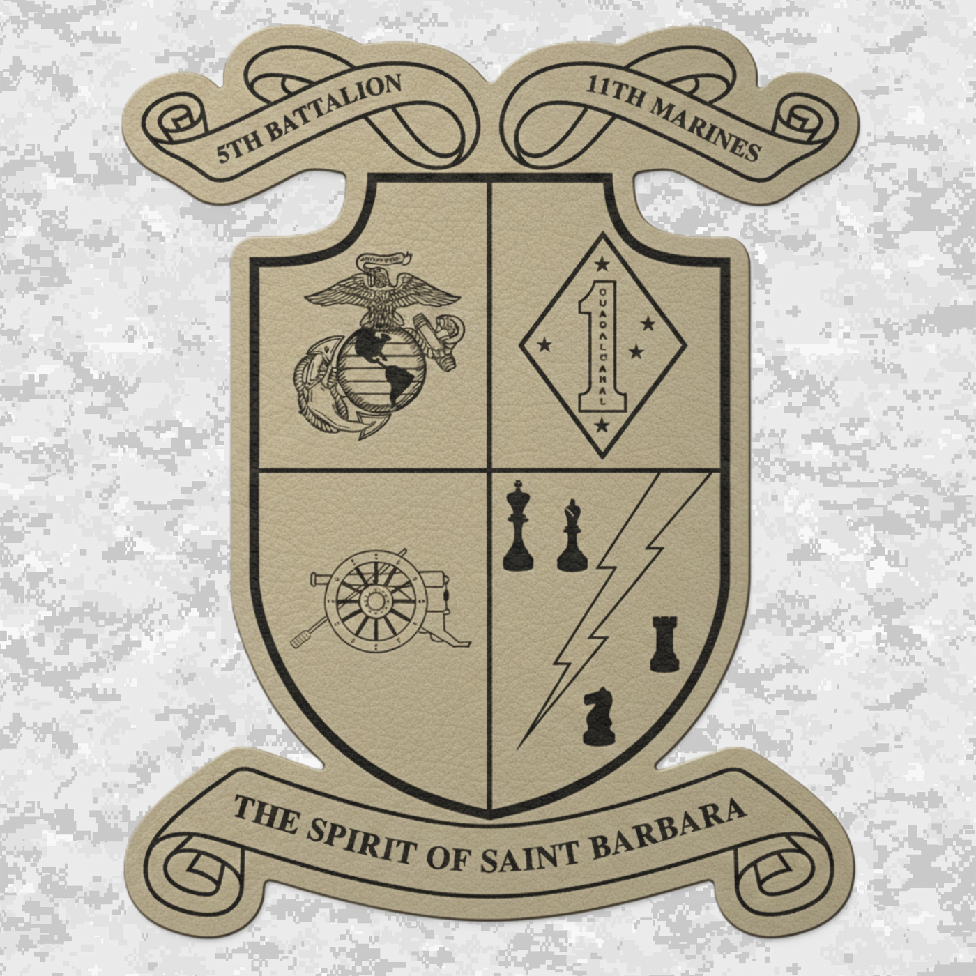 5th Battalion 11th Marines Unit "Steel Rain" #1 | Leather Patch | Velcro Backed
