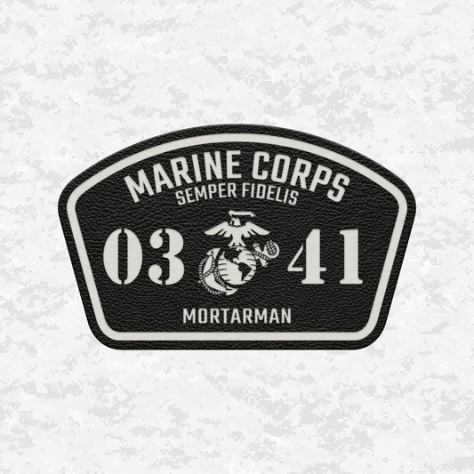 MOS 0341 Mortarman | Leather Patch | Velcro Backed