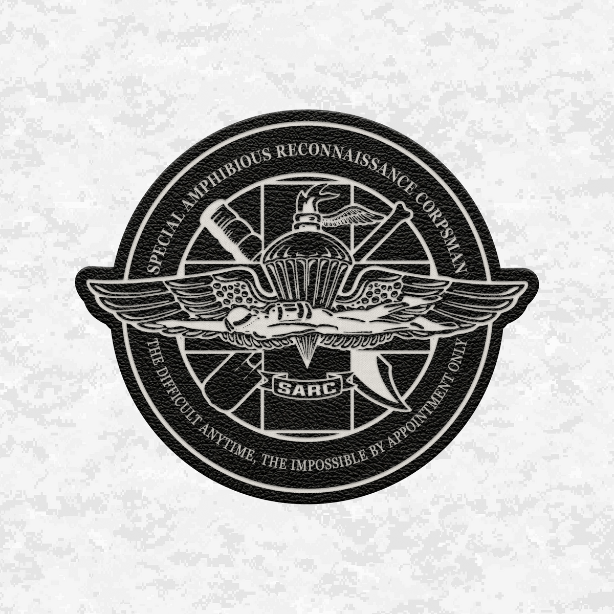 SARC Special Amphibious Reconnaissance Corpsman | The Difficult Anytime | Leather Patch | Velcro Backed