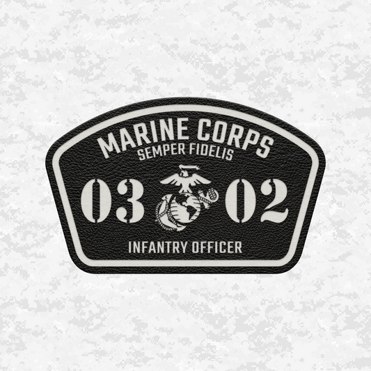 MOS 0302 Infantry Officer | Leather Patch | Velcro Backed