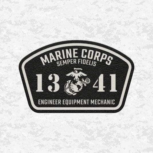 MOS 1341 Engineer Equipment Mechanic | Leather Patch | Velcro Backed