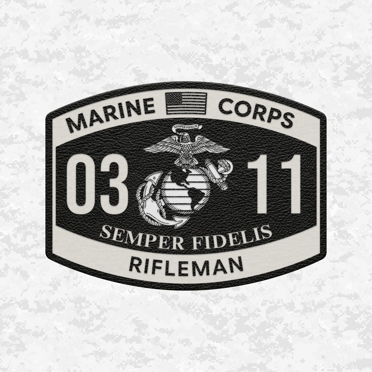 MOS 0311 Rifleman | US Flag | Leather Patch | Velcro Backed