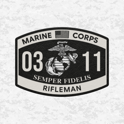MOS 0311 Rifleman | US Flag | Leather Patch | Velcro Backed