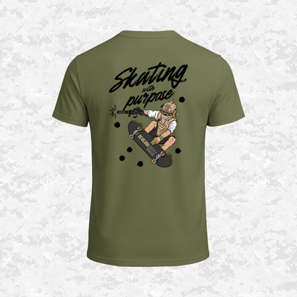 Skating With Purpose - Marine in Skate (marpat desert) | T-shirt