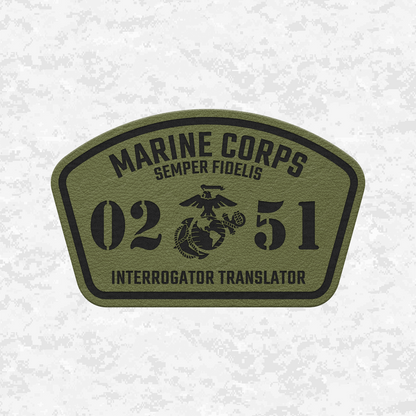 MOS 0251 Interrogator Translator | Leather Patch | Velcro Backed