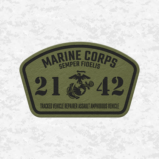 MOS 2142 Tracked Vehicle Repairer Assault Amphibious Vehicle | Leather Patch | Velcro Backed