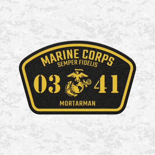 MOS 0341 Mortarman | Leather Patch | Velcro Backed