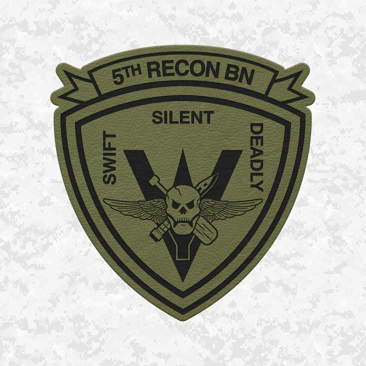 5th Reconnaissance Battalion Unit "Swift, Silent, Deadly" | Leather Patch | Velcro Backed