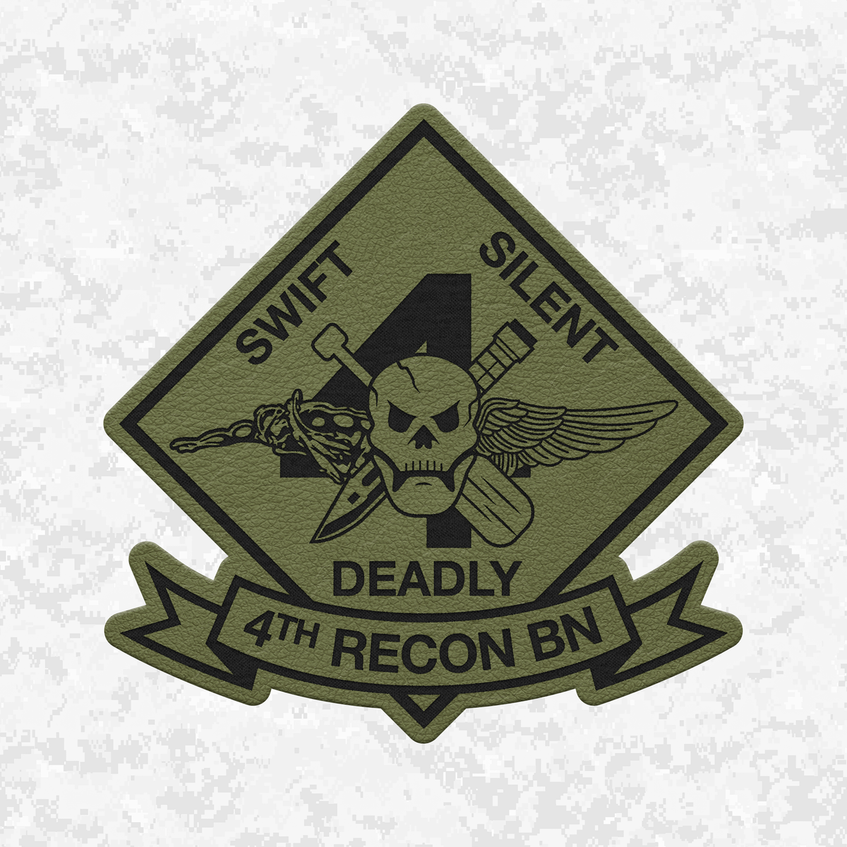 4th Reconnaissance Battalion Unit "Swift, Silent, Deadly" #2 | Leather Patch | Velcro Backed
