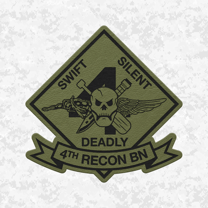 4th Reconnaissance Battalion Unit "Swift, Silent, Deadly" #2 | Leather Patch | Velcro Backed