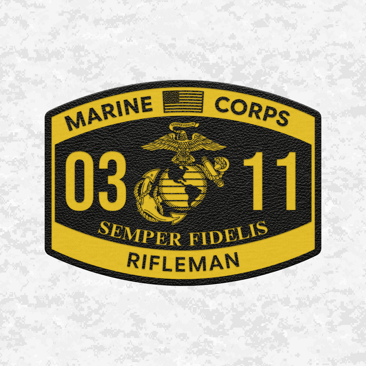 MOS 0311 Rifleman | US Flag | Leather Patch | Velcro Backed
