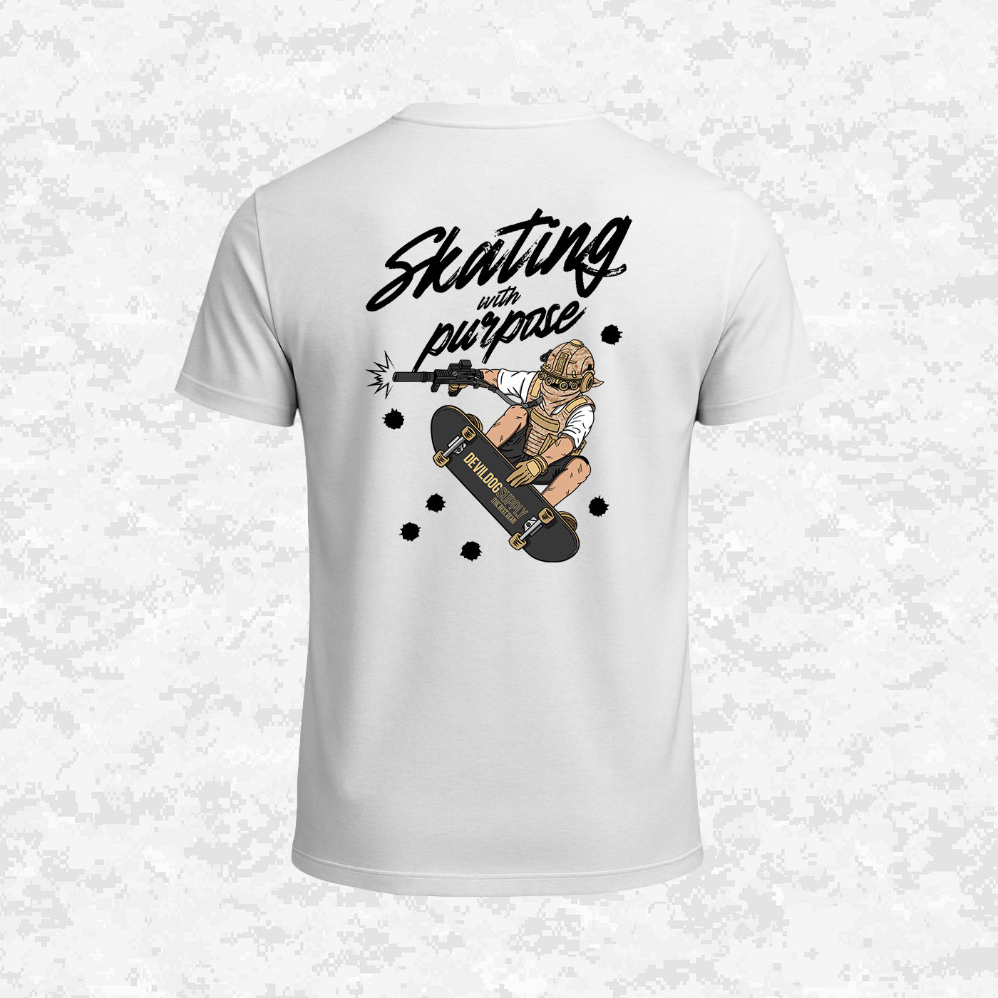 Skating With Purpose - Marine in Skate (marpat desert) | T-shirt