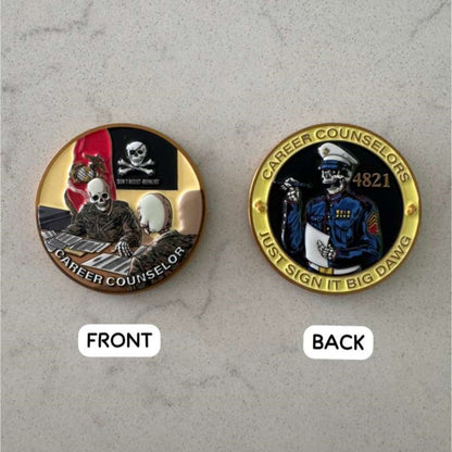 USMC Career Counselor Bundle Pack | Challenge Coin & 3 Stickers Set