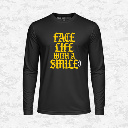 Face Life with a Smile | Essential Text | DRIFIT Long sleeve, Hoodie
