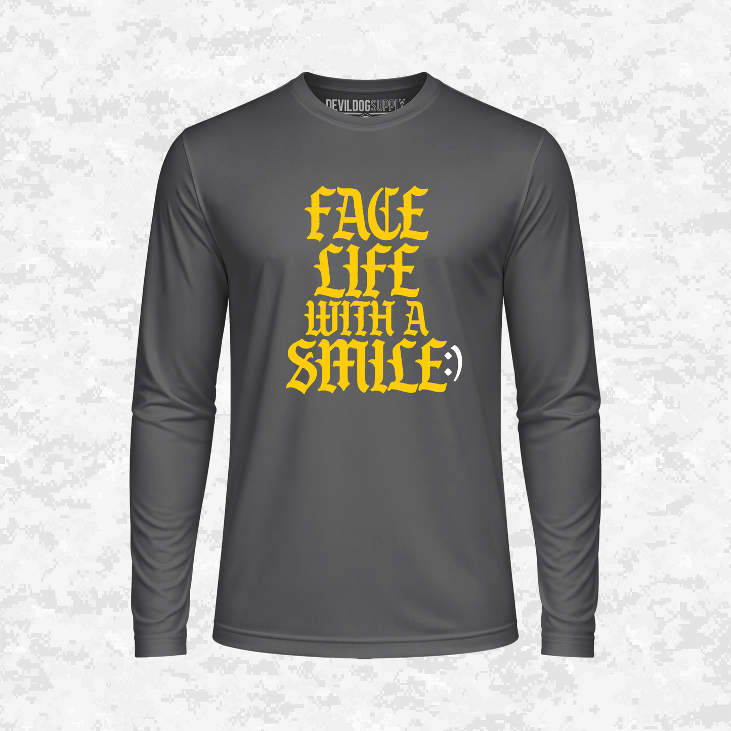 Face Life with a Smile | Essential Text | DRIFIT Long sleeve, Hoodie