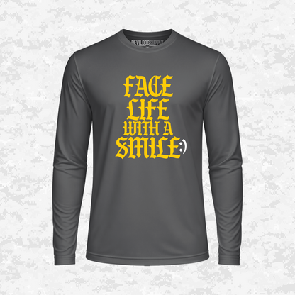 Face Life with a Smile | Essential Text | DRIFIT Long sleeve, Hoodie