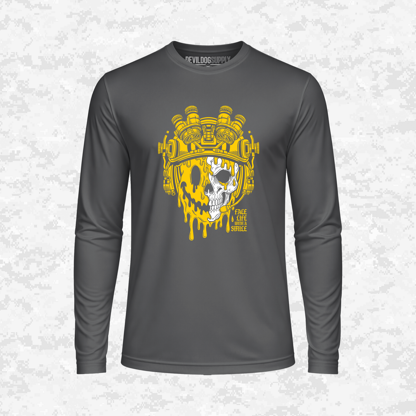 Face Life with a Smile | Tactical Skull | DRIFIT Long sleeve, Hoodie