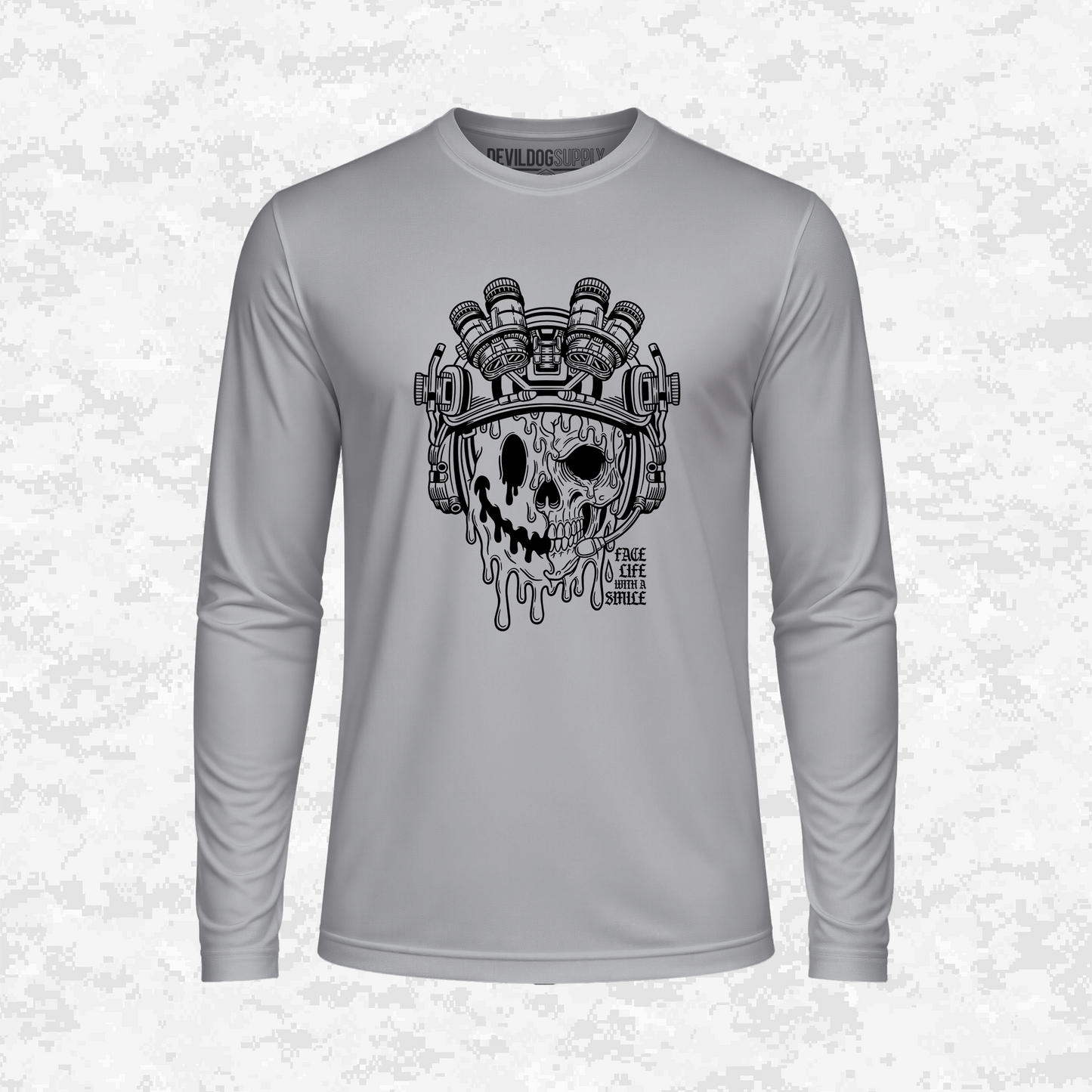 Face Life with a Smile | Tactical Skull | DRIFIT Long sleeve, Hoodie