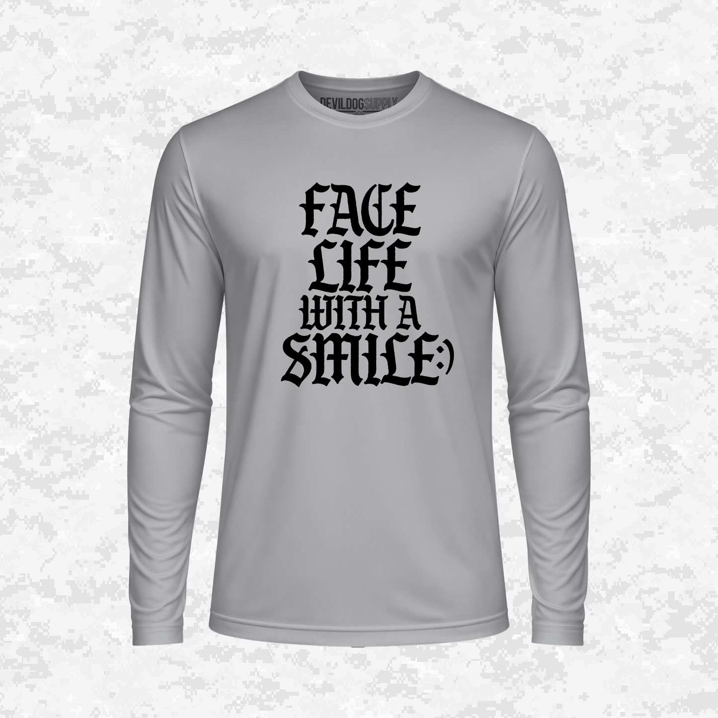 Face Life with a Smile | Essential Text | DRIFIT Long sleeve, Hoodie