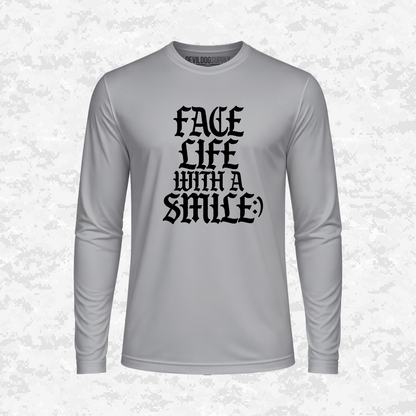 Face Life with a Smile | Essential Text | DRIFIT Long sleeve, Hoodie