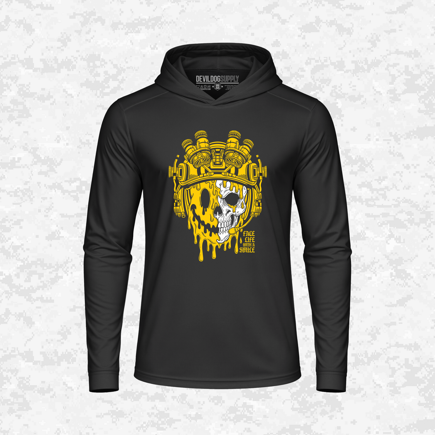 Face Life with a Smile | Tactical Skull | DRIFIT Long sleeve, Hoodie