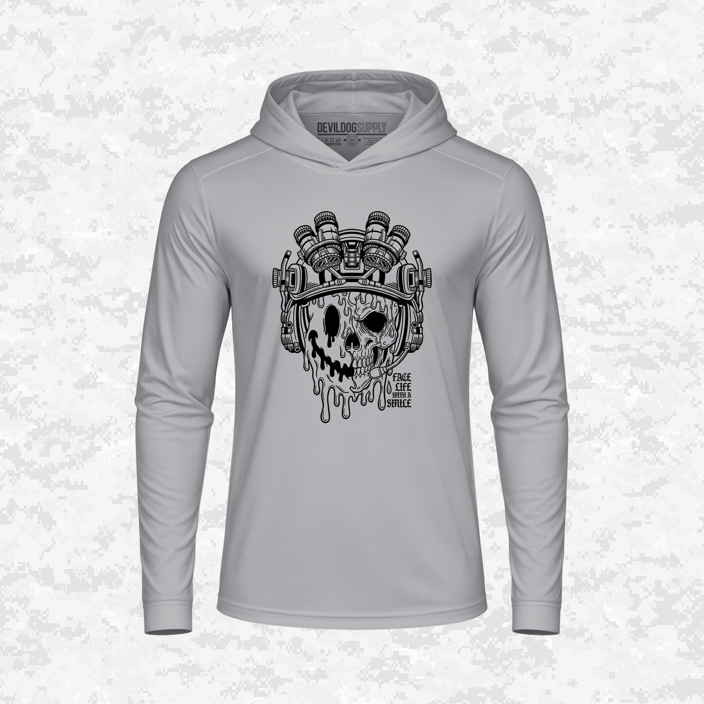 Face Life with a Smile | Tactical Skull | DRIFIT Long sleeve, Hoodie